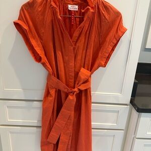 Never A Wallflower Orange Button-Up Dress